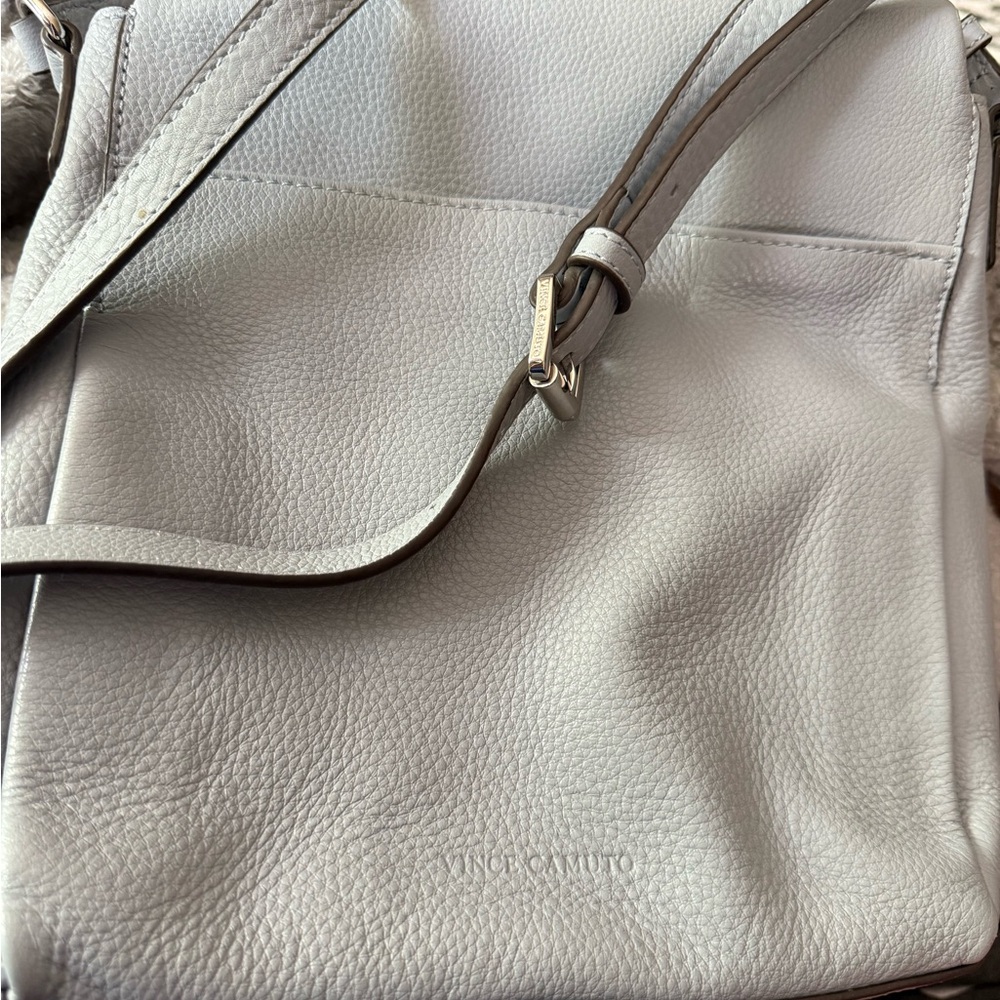 Vince Camuto Gray Textured Leather Crossbody